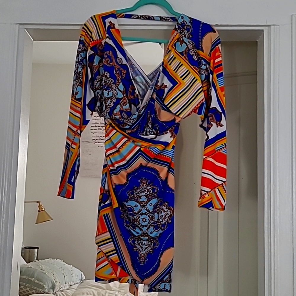 Venues faux wrap dress.  Very flattering.